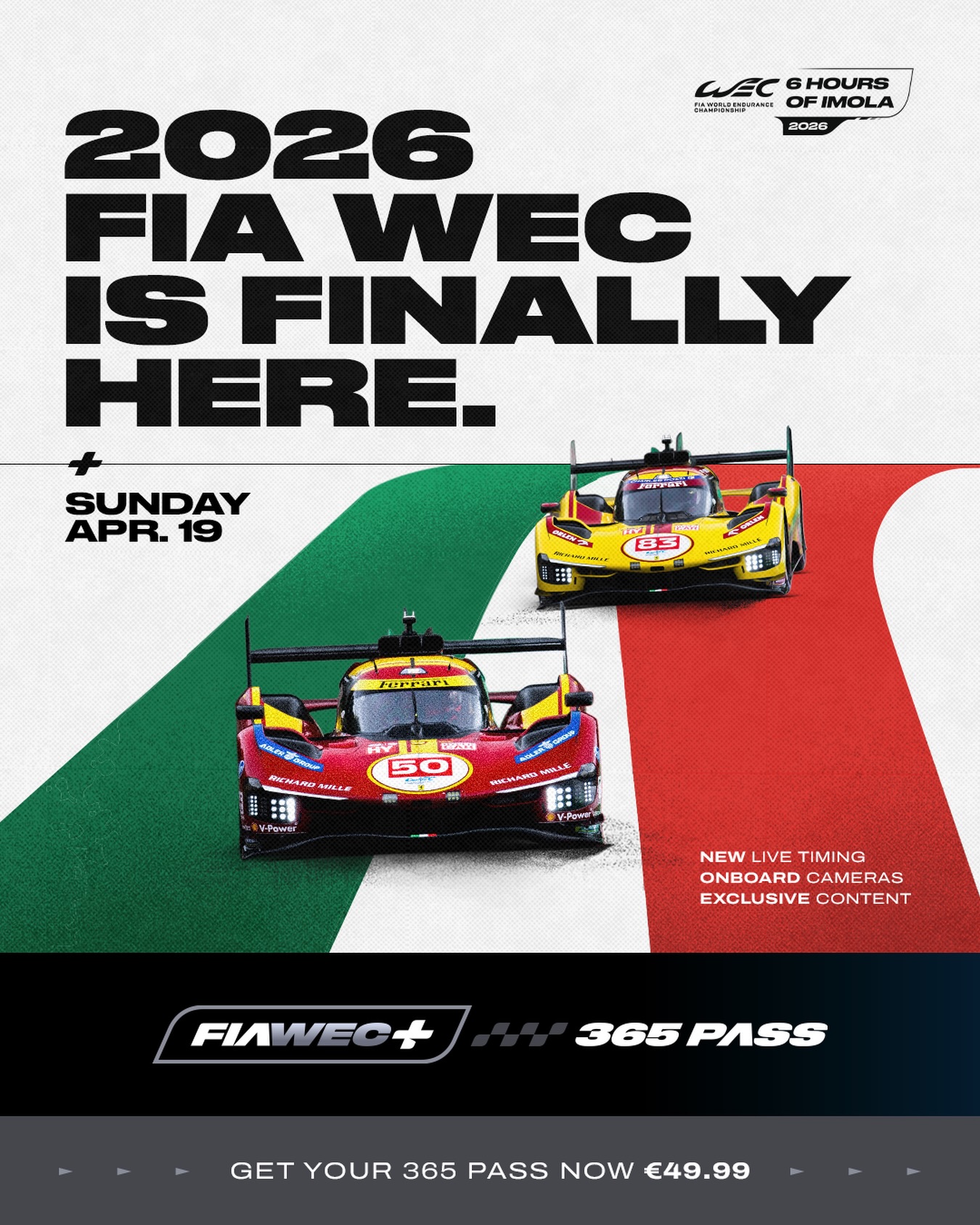 The season is here… but you’re not quite prepared? THIS is your chance! 🫵  Get your FIAWEC+ 365 Pass