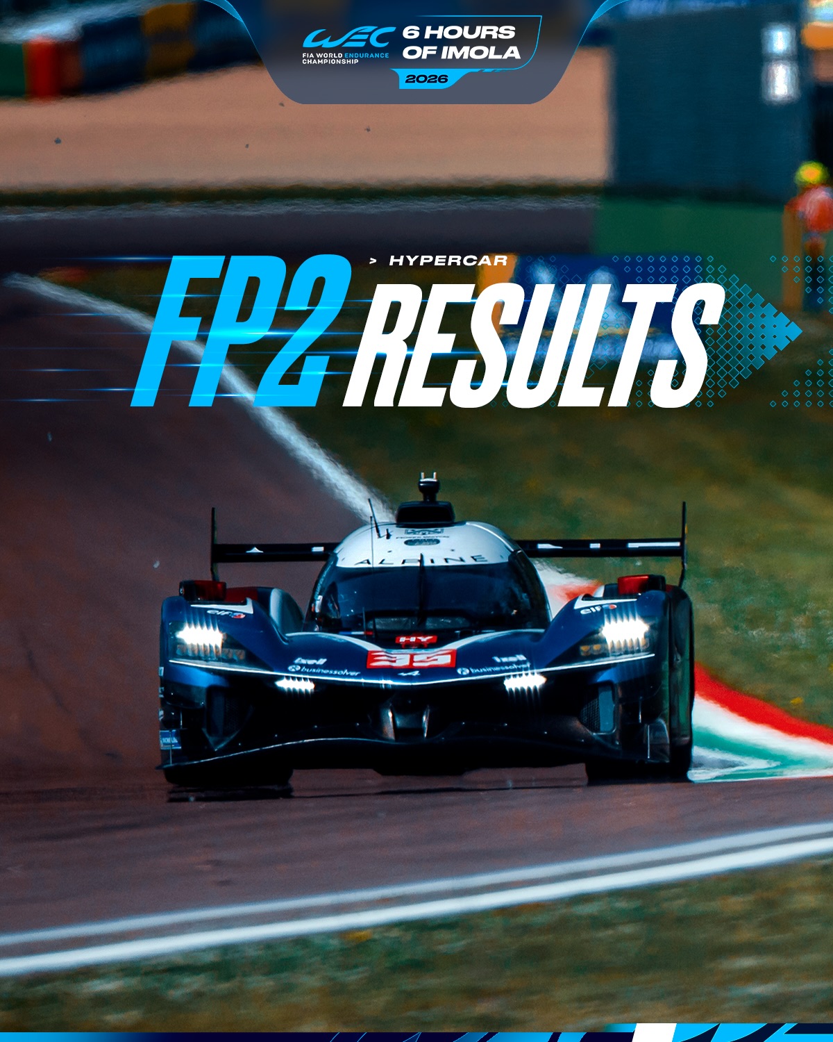 Alpine go quickest in FP2 ⚡️   The 1:30.898 lap time is set by @charles_milesi in the #35.   #WEC #6